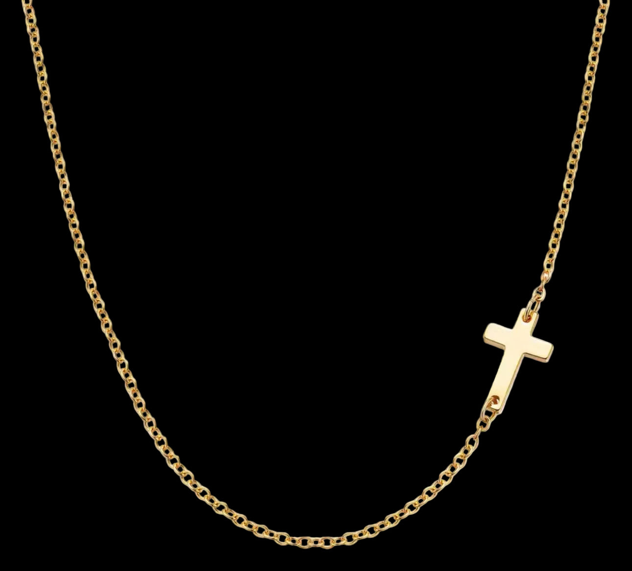 Side Grace Cross Necklace (Asymmetrical Gold)