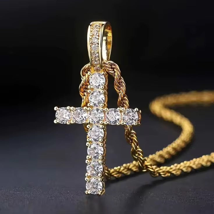 Heavenly Glow Cross Necklace (Gold)