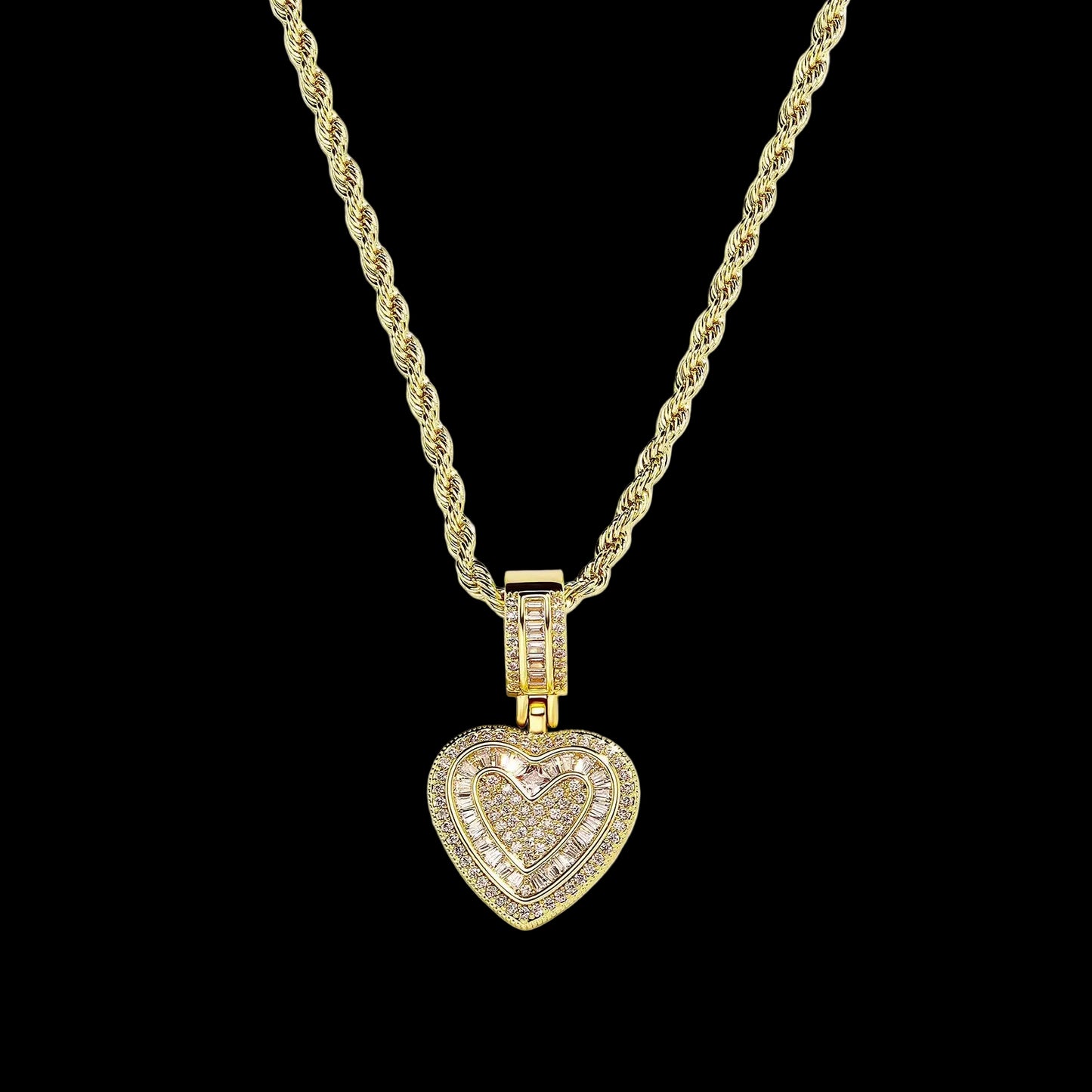Double Heart Rope Chain Necklace āØš