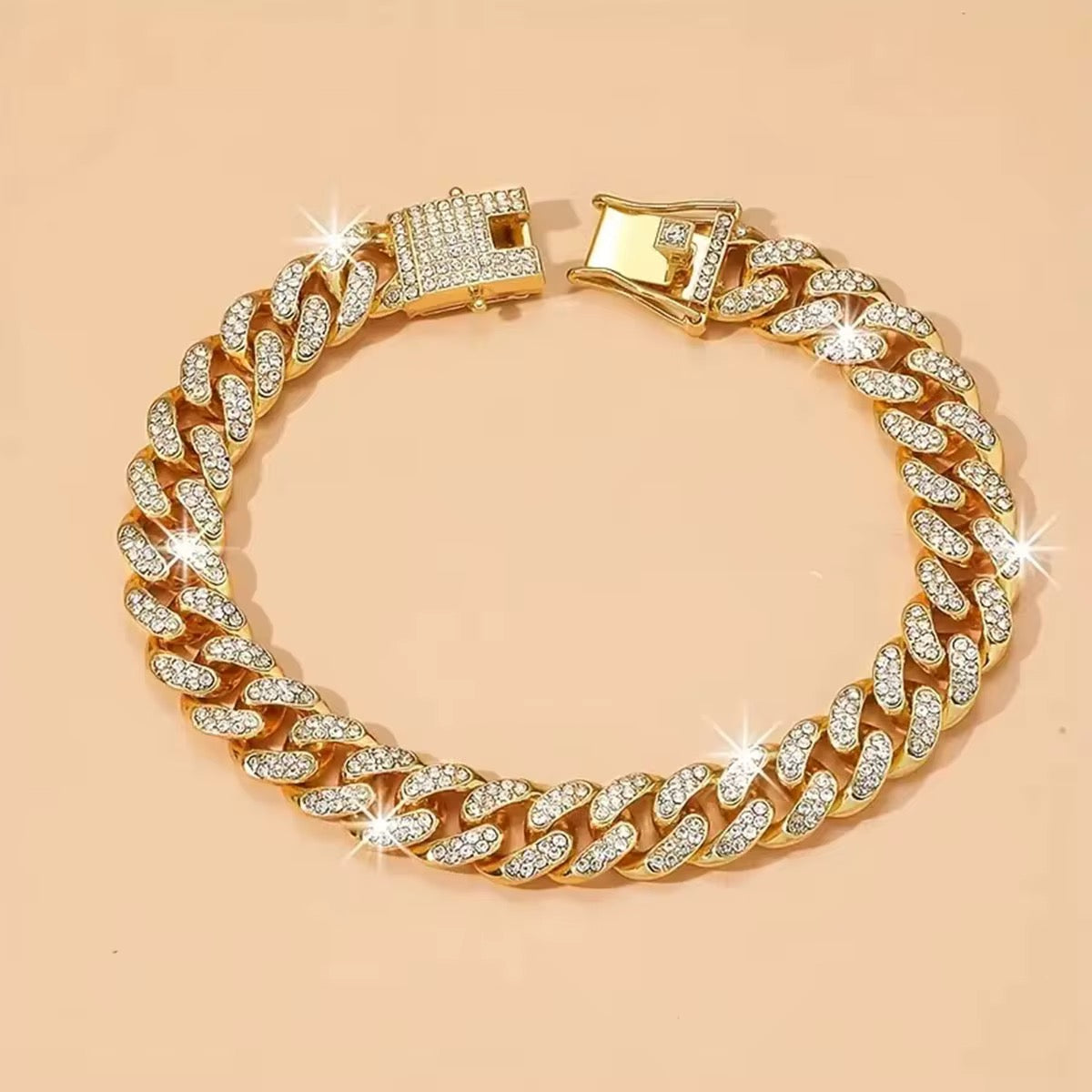 Golden Glow Iced Cuban Link Anklet – 8 Inch