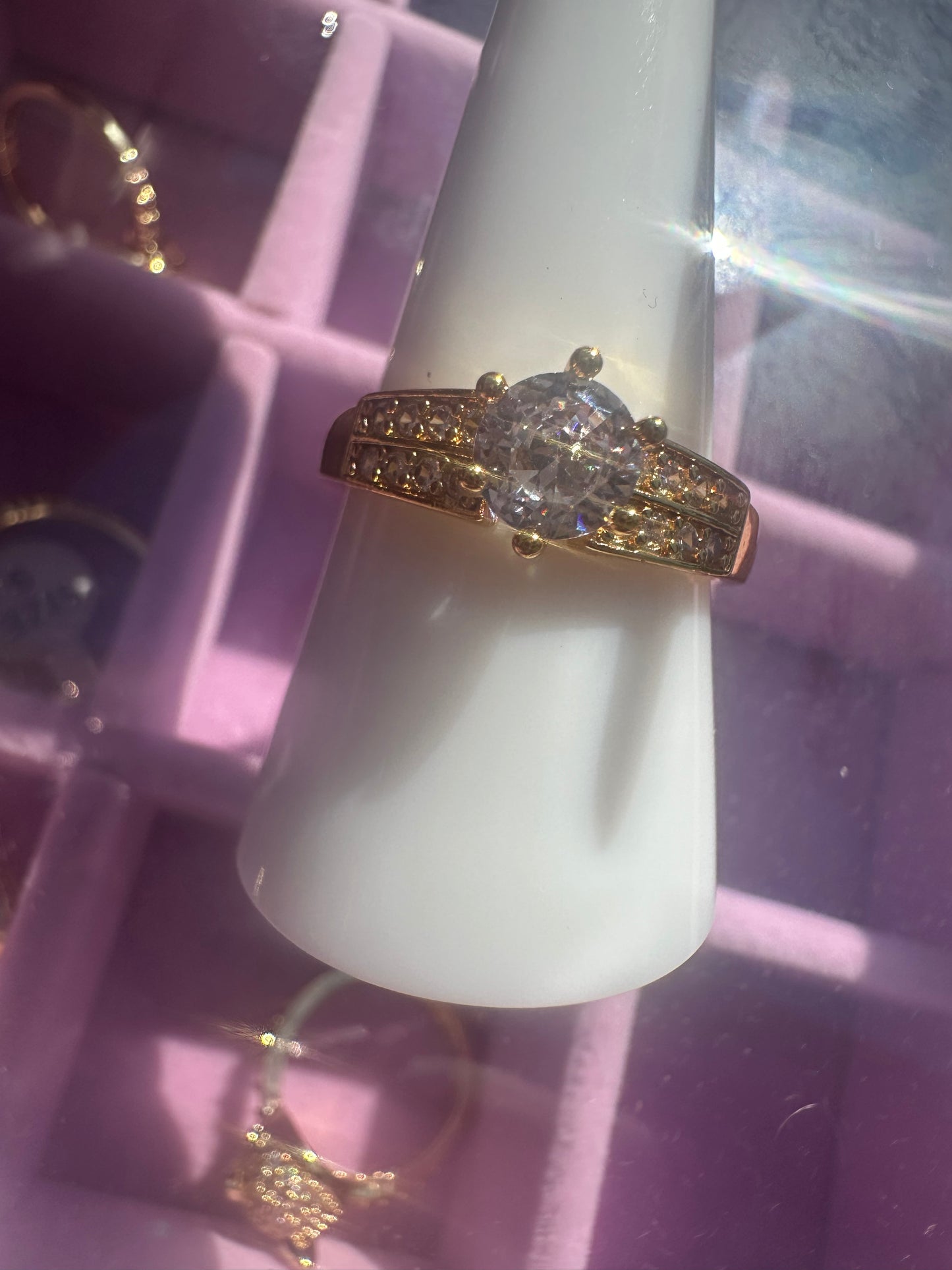 Center Stage Round Cut Ring (Gold Statement Ring)