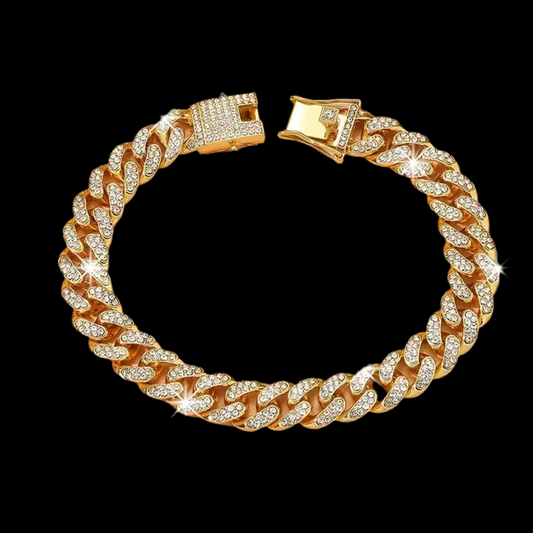 Golden Glow Iced Cuban Link Anklet – 8 Inch