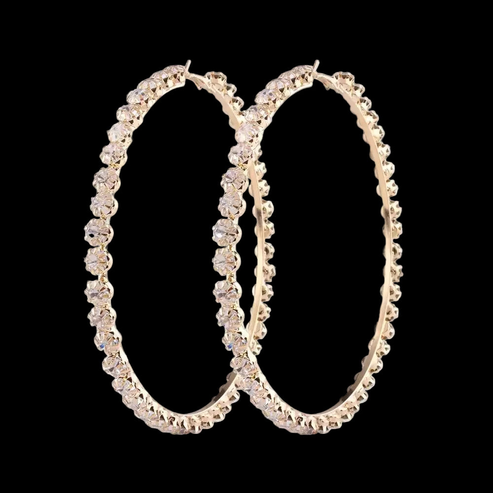 Diamond Girl Hoops (Gold Stone-Crested Statement Earrings)